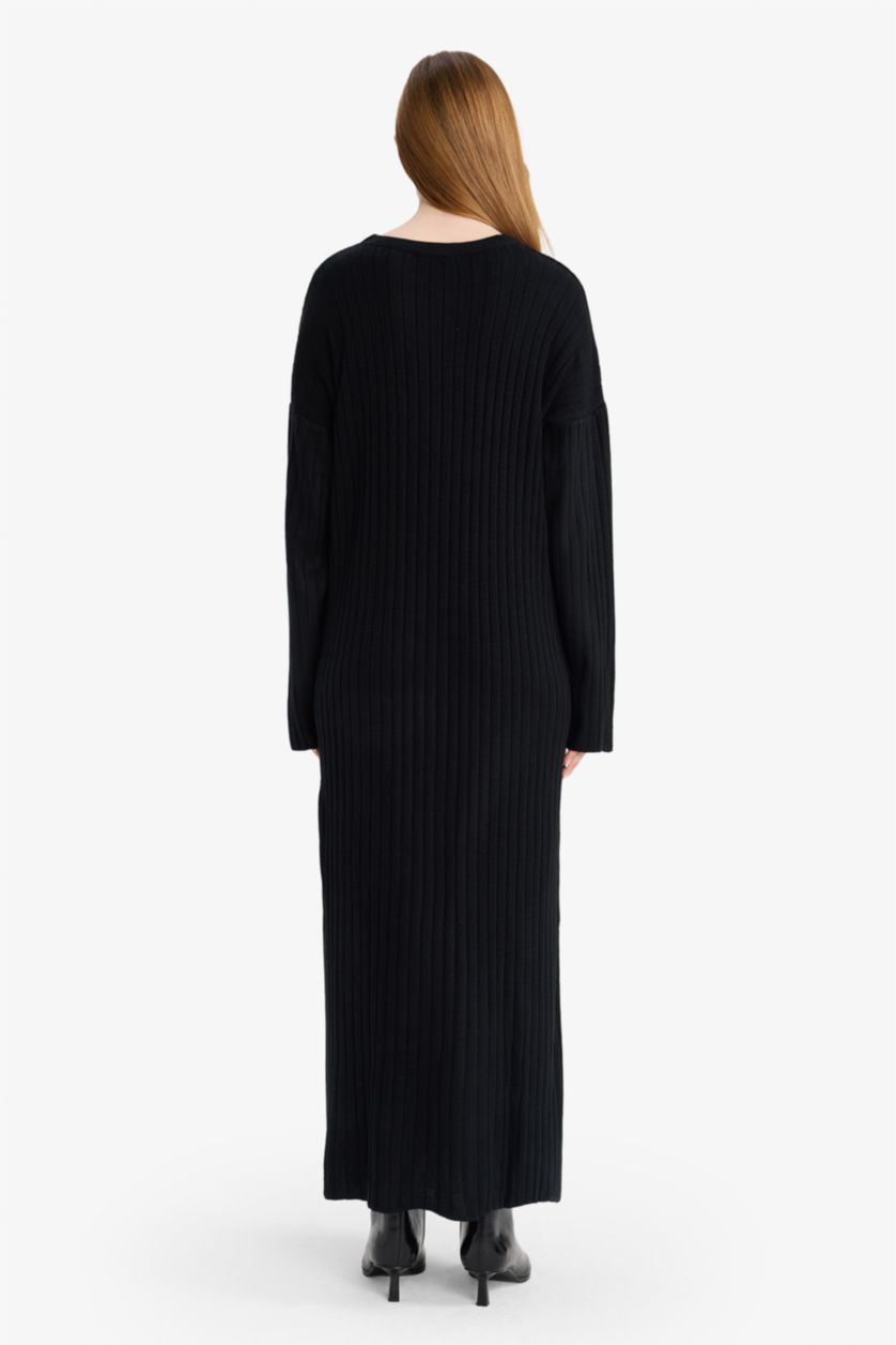 حريمي أسود فستان كم طويل قصة عادية