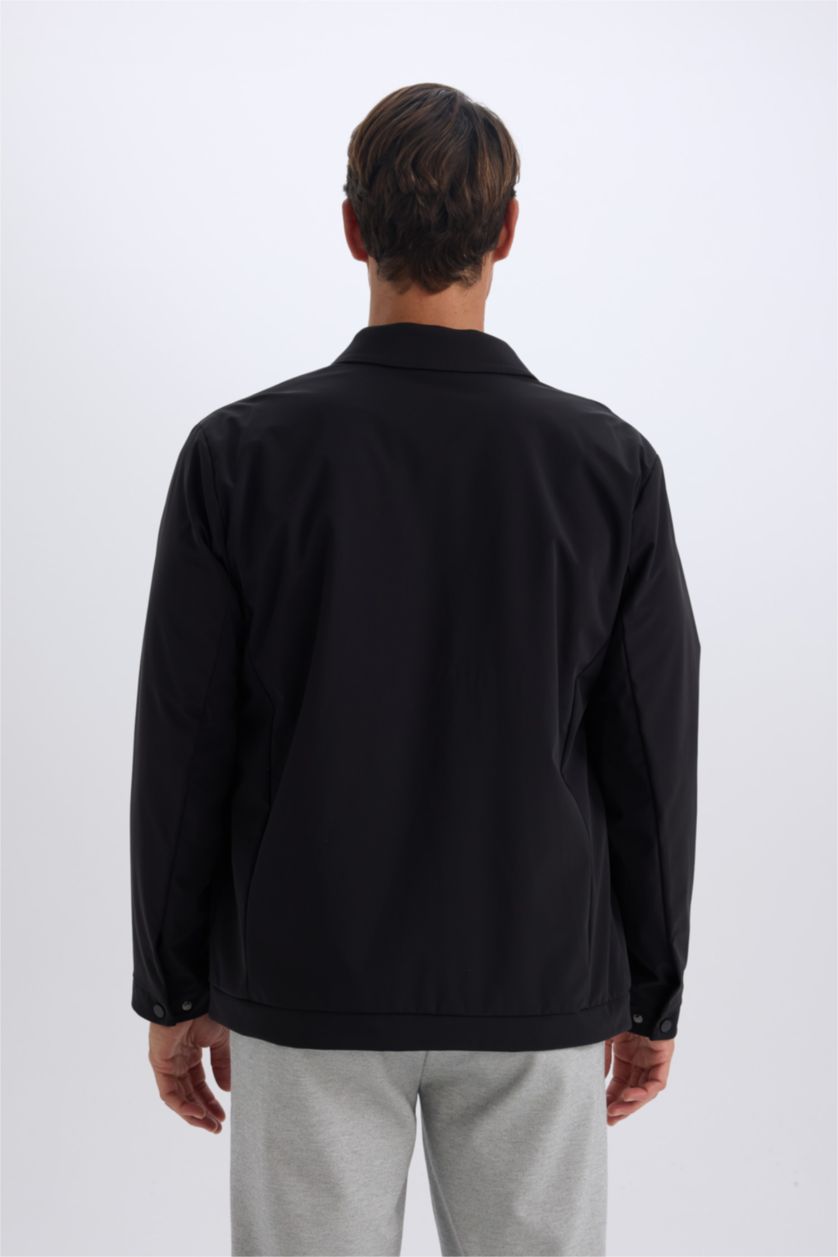 رجال أسود جاكيت خفيف سليم فيت بياخة بولو مبطن