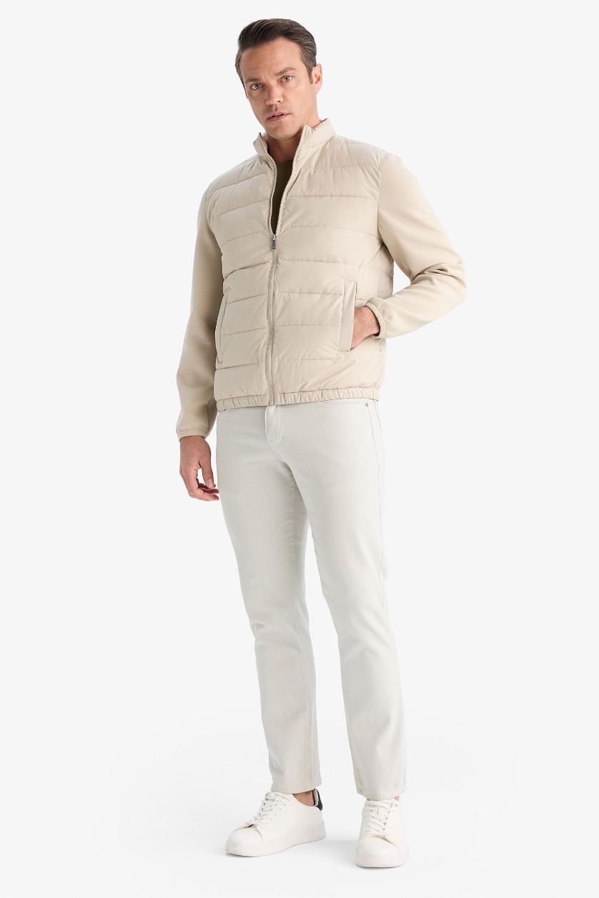 Erkek Taş Su Geçirmez Slım Fıt Dik Yaka Esnek Mont