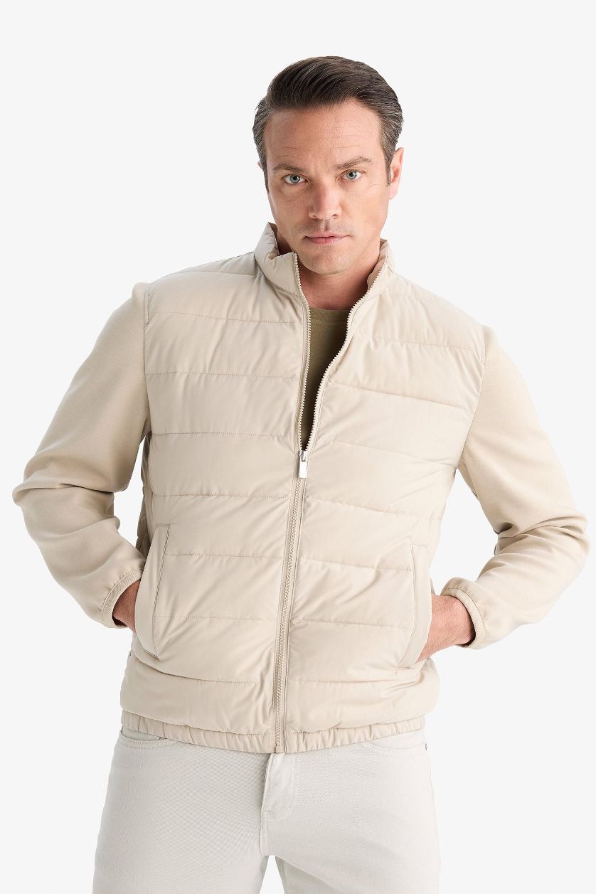 Erkek Taş Su Geçirmez Slım Fıt Dik Yaka Esnek Mont