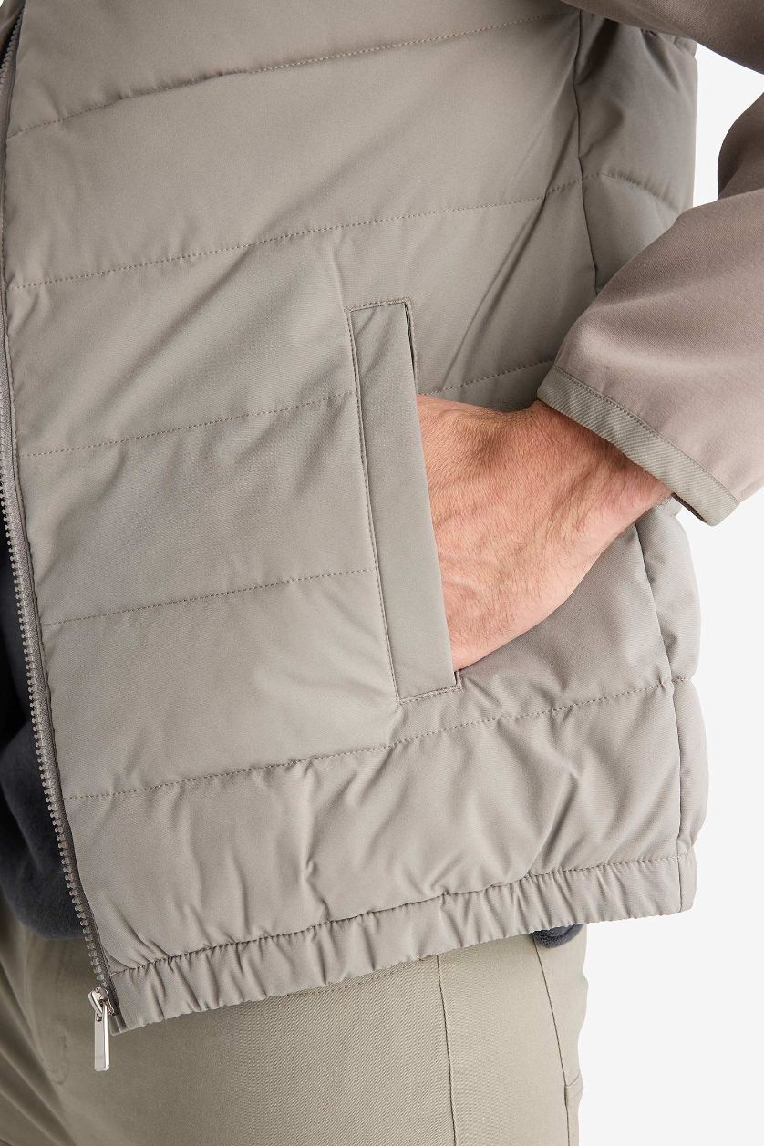 HOMME Gris Veste Slim imperméable à col montant et fermeture zip