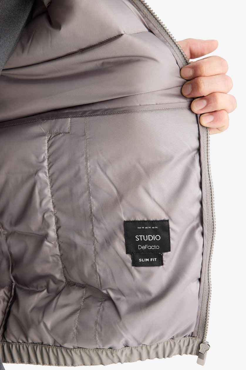 HOMME Gris Veste Slim imperméable à col montant et fermeture zip