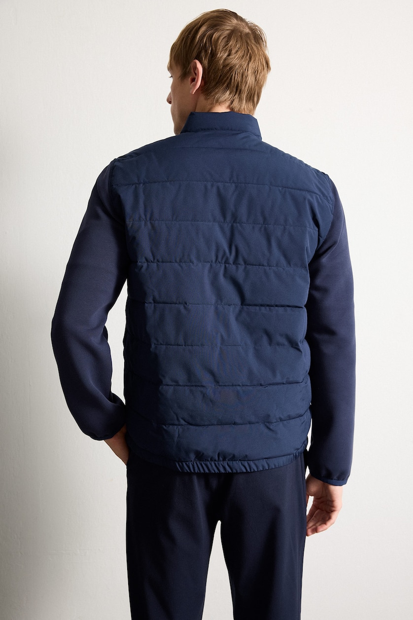 Men NAVY Elastic & Zippered Puffer Jacket