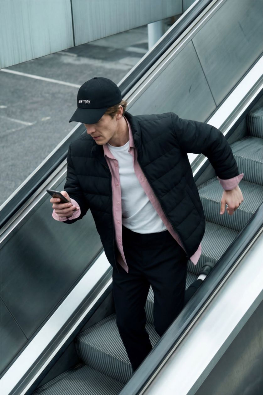 MAN Black Slim Fit Lined Puffer Jacket