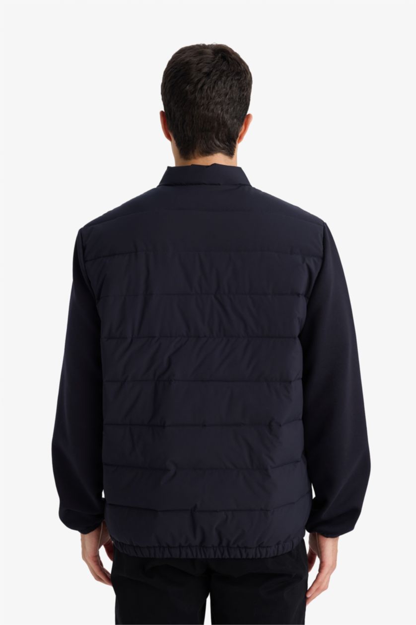 Мужчины Синий Водонепроницаемая куртка Slim Fit с воротником-стойкой на подкладке резинкой и молнией