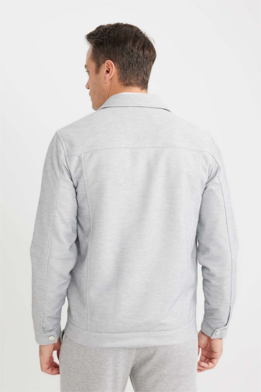 Man Grey Zipper Puffer Jacket