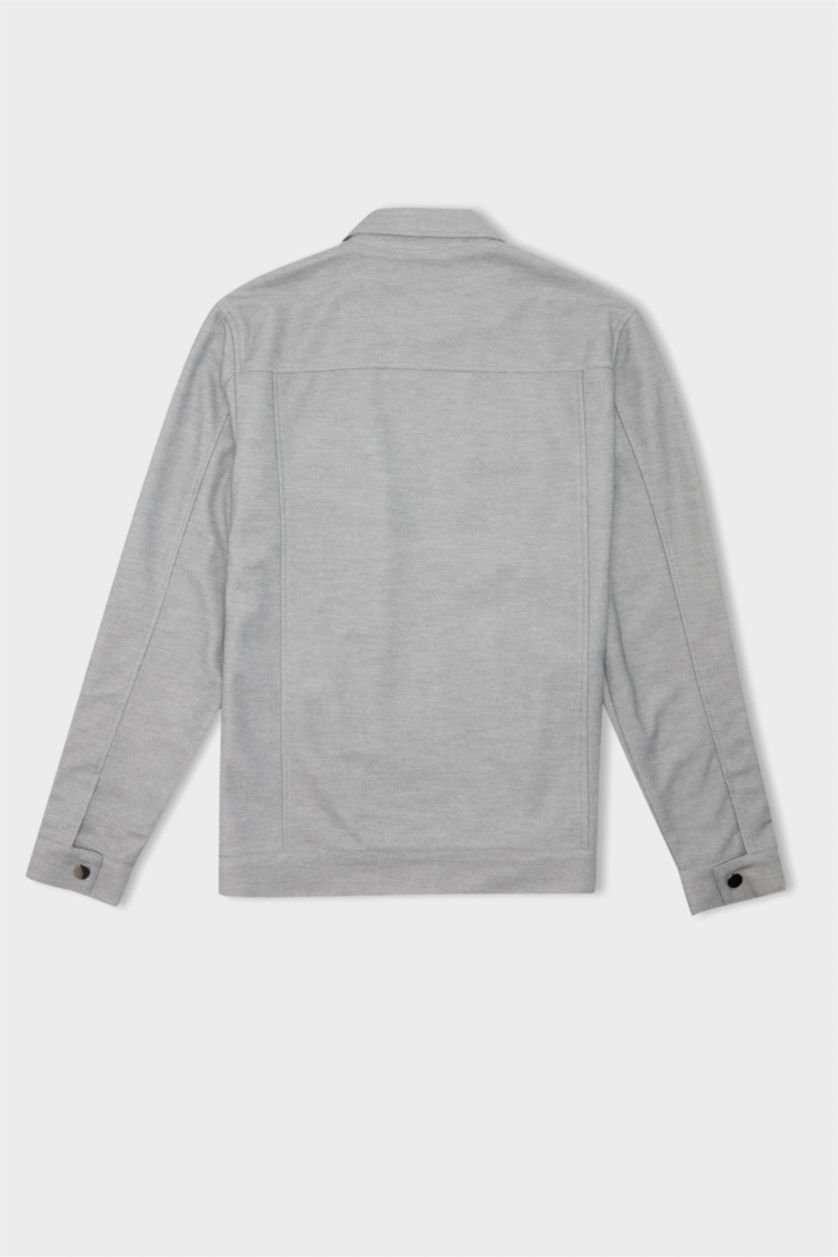 Man Grey Zipper Puffer Jacket