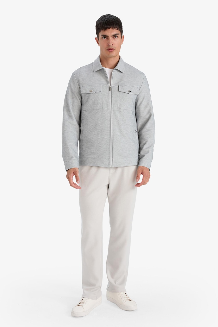 Erkek Gri Ultra Hafif Slim Fit Astarlı Mevsimlik Mont