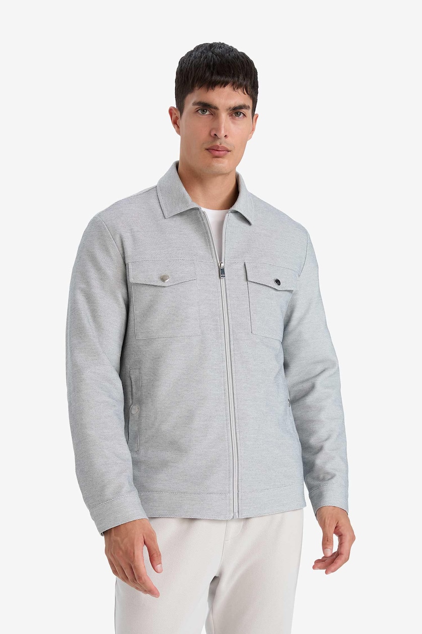 Erkek Gri Ultra Hafif Slim Fit Astarlı Mevsimlik Mont