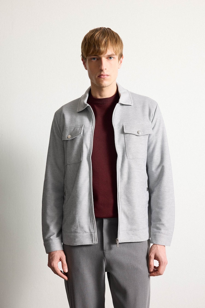 MAN Grey Slim Fit Zip-Up Lined Jacket