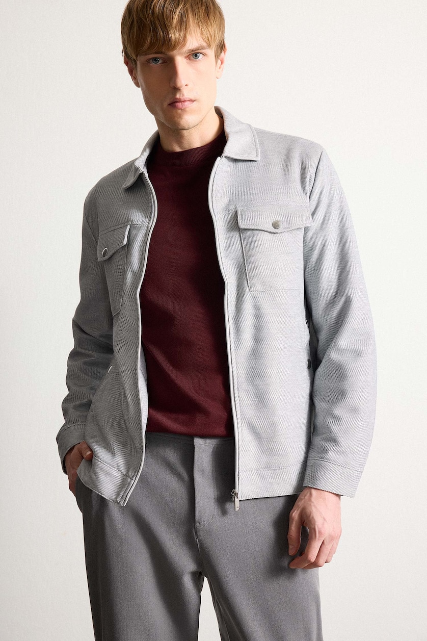 MAN Grey Slim Fit Zip-Up Lined Jacket