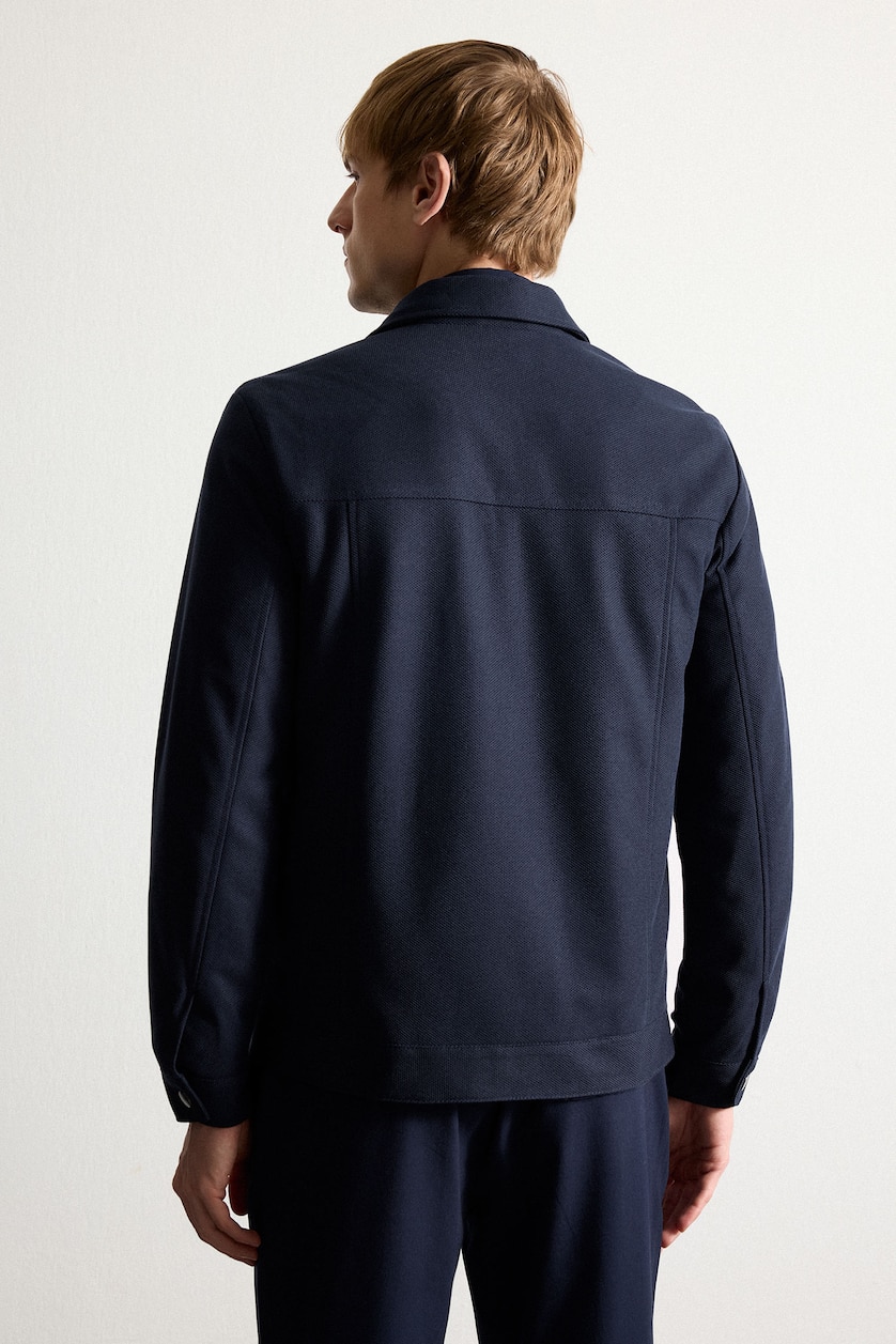 Erkek Lacivert Slim Fit Astarlı Mevsimlik Mont