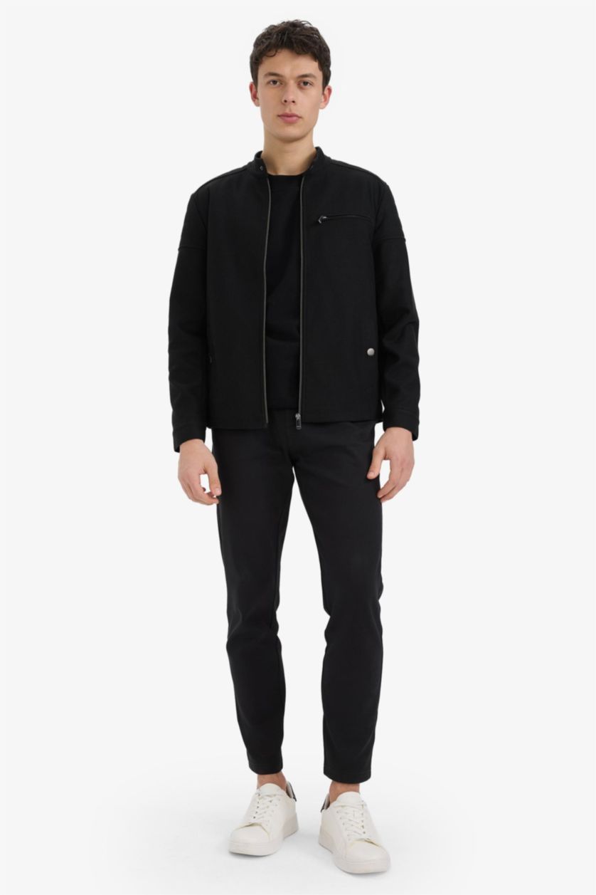Erkek Siyah Slim Fit Ultra Hafif Baharlık Mont