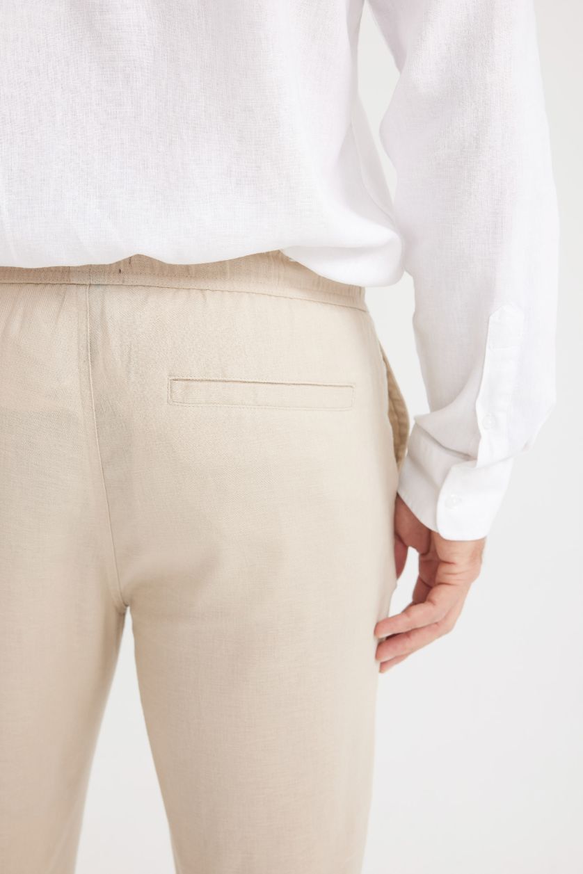 Erkek Taş Yazlık Jogger Keten Düz Paça Pantolon