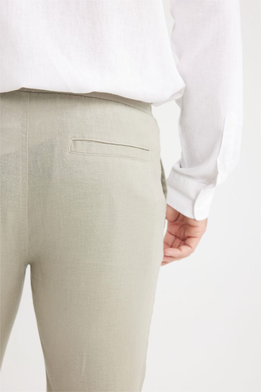 Мужчины Светлый хаки Летние джоггеры из льна с прямым кроем