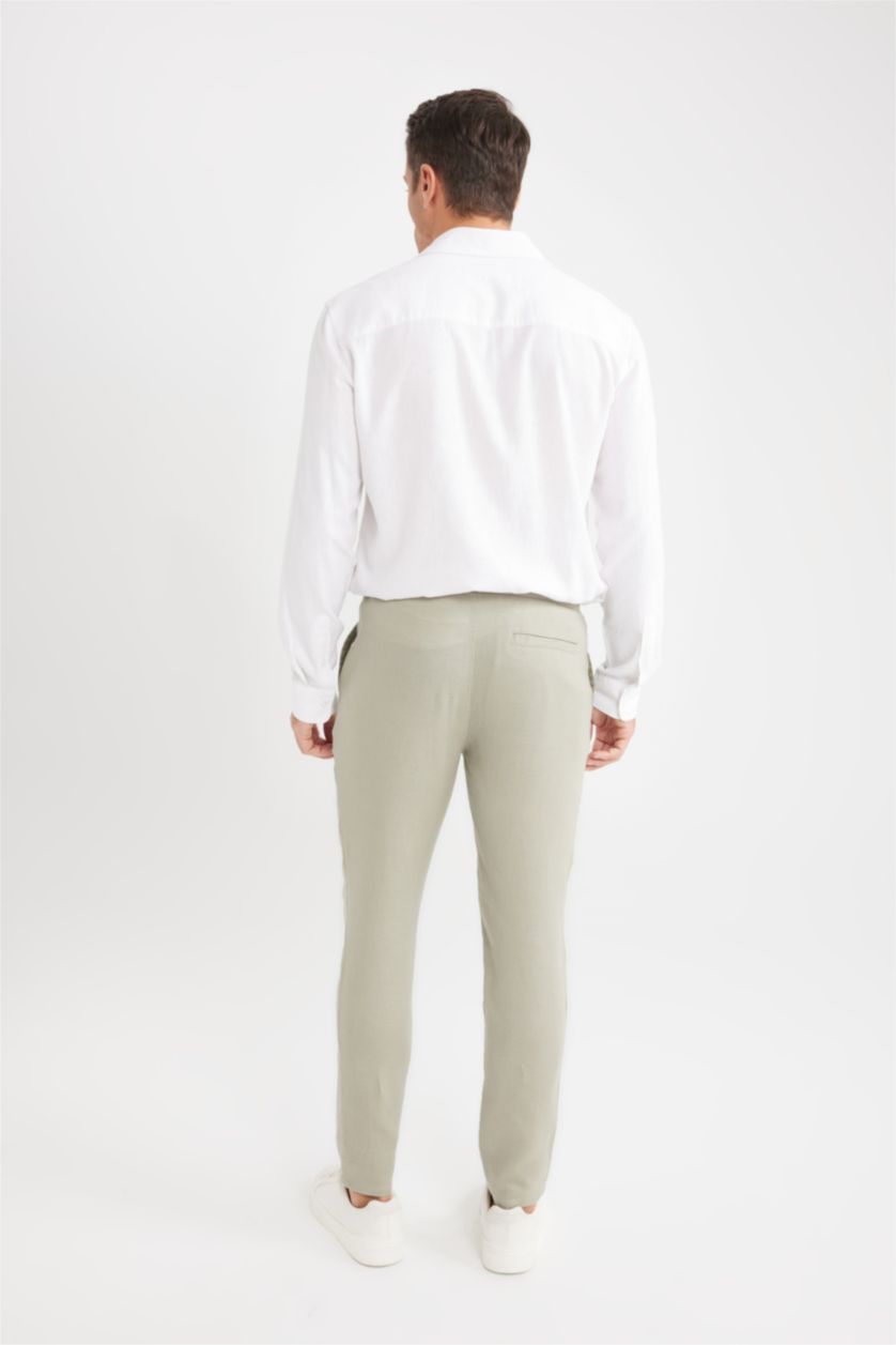 Мужчины Светлый хаки Летние джоггеры из льна с прямым кроем