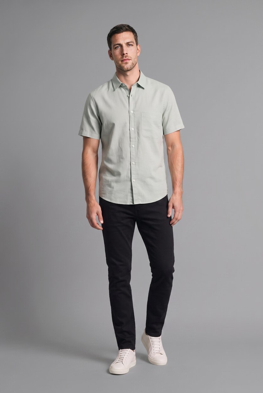 Men Mint Regular Fit Polo Collar Short Sleeve Shirt