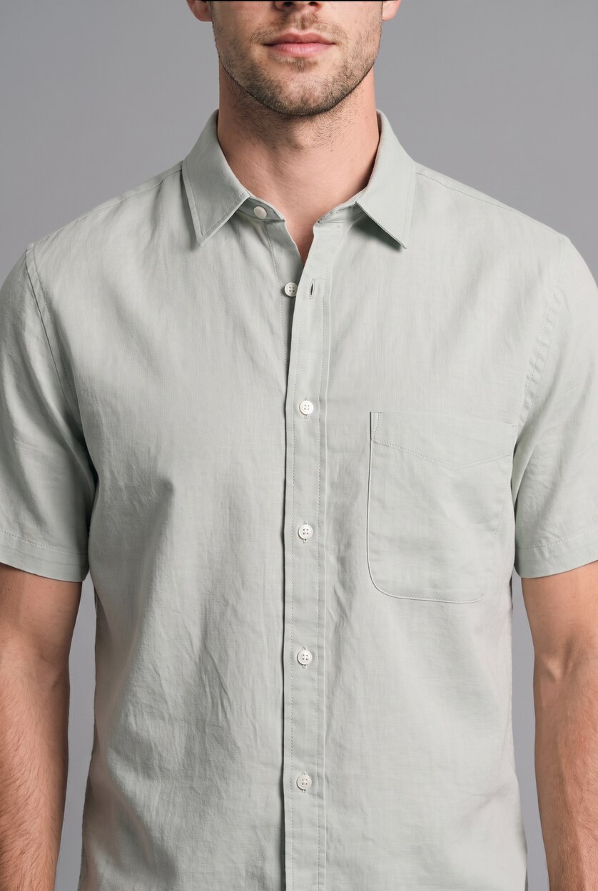 Men Mint Regular Fit Polo Collar Short Sleeve Shirt