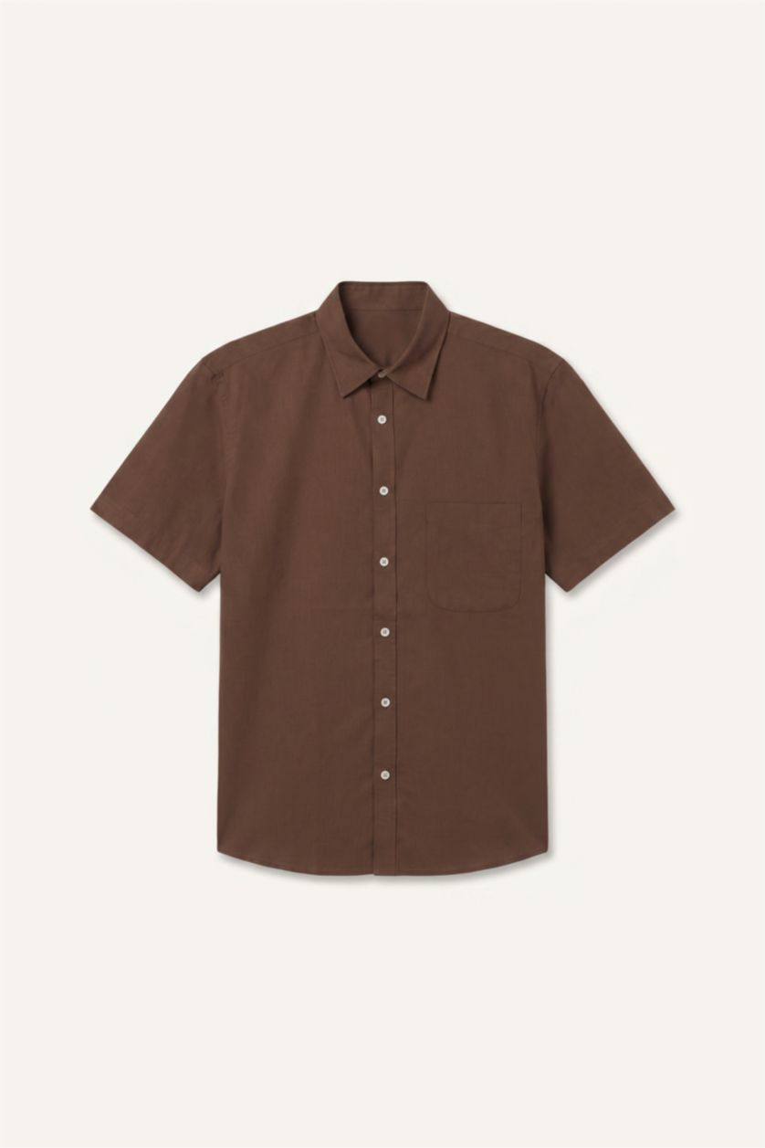 Men Brown Regular Fit Short Sleeve Shirt