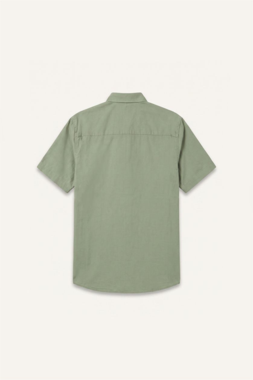Men Light Khaki Regular Fit Short Sleeve Shirt