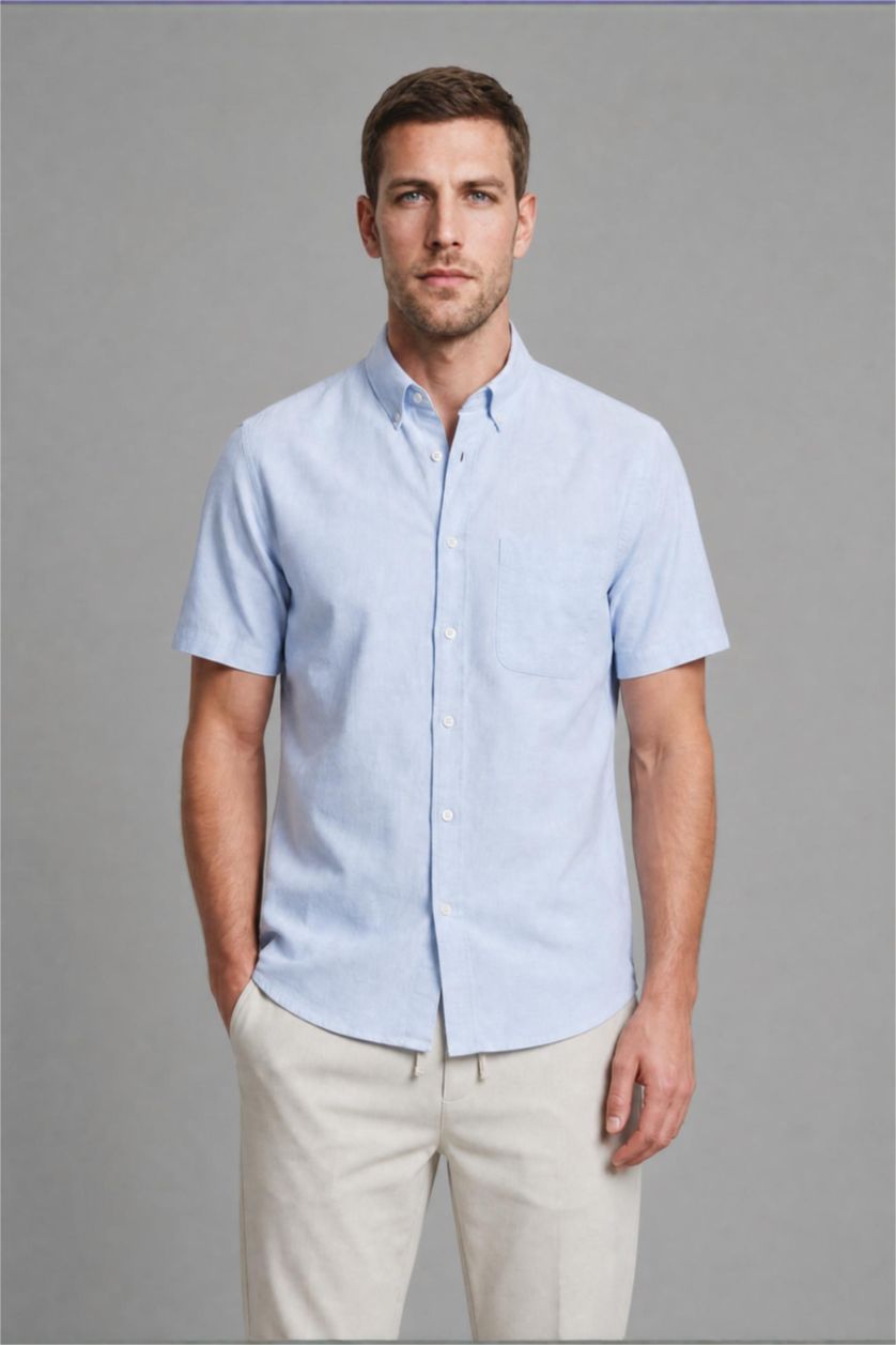 Men Aqua Regular Fit Short Sleeve Shirt