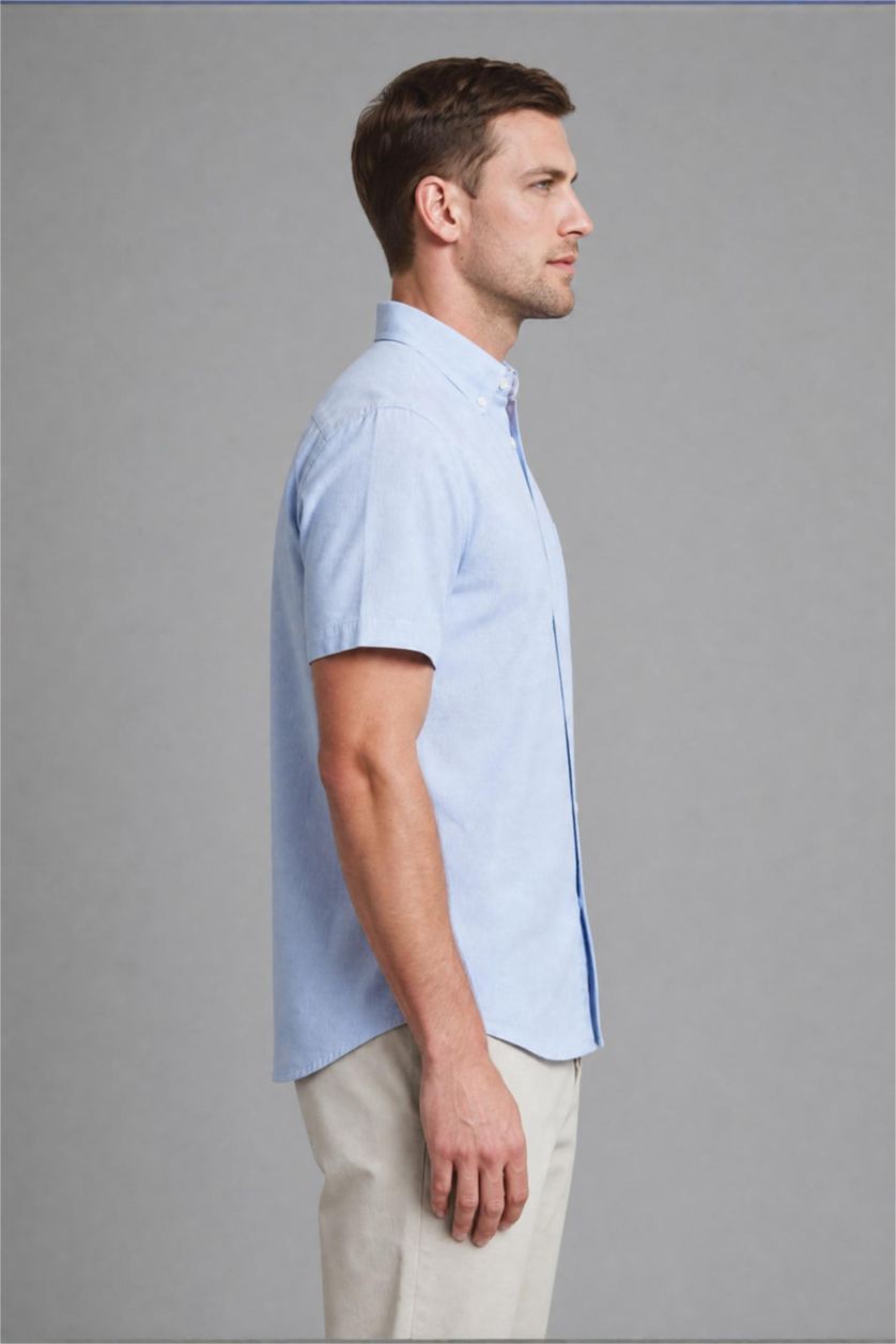 Men Aqua Regular Fit Short Sleeve Shirt