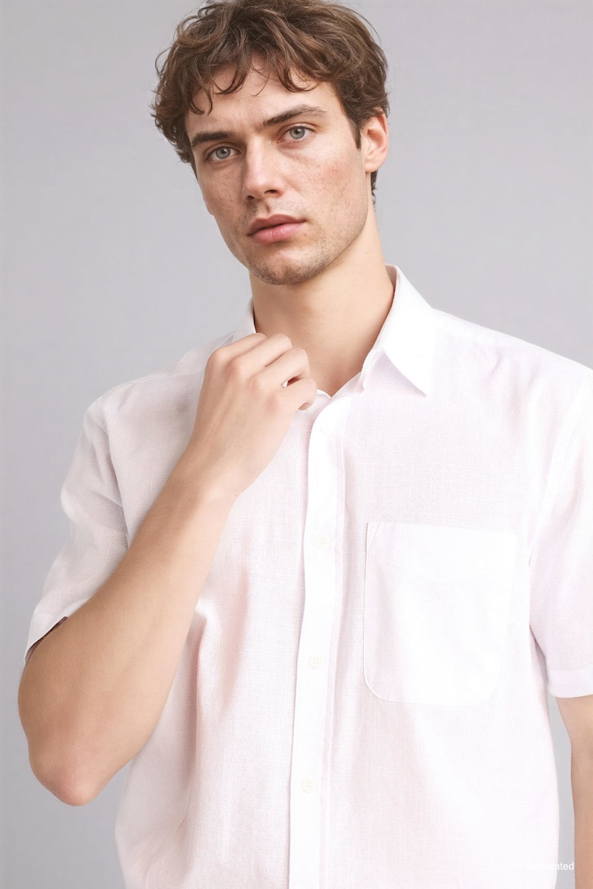 رجال أبيض Basic Cotton Shirt