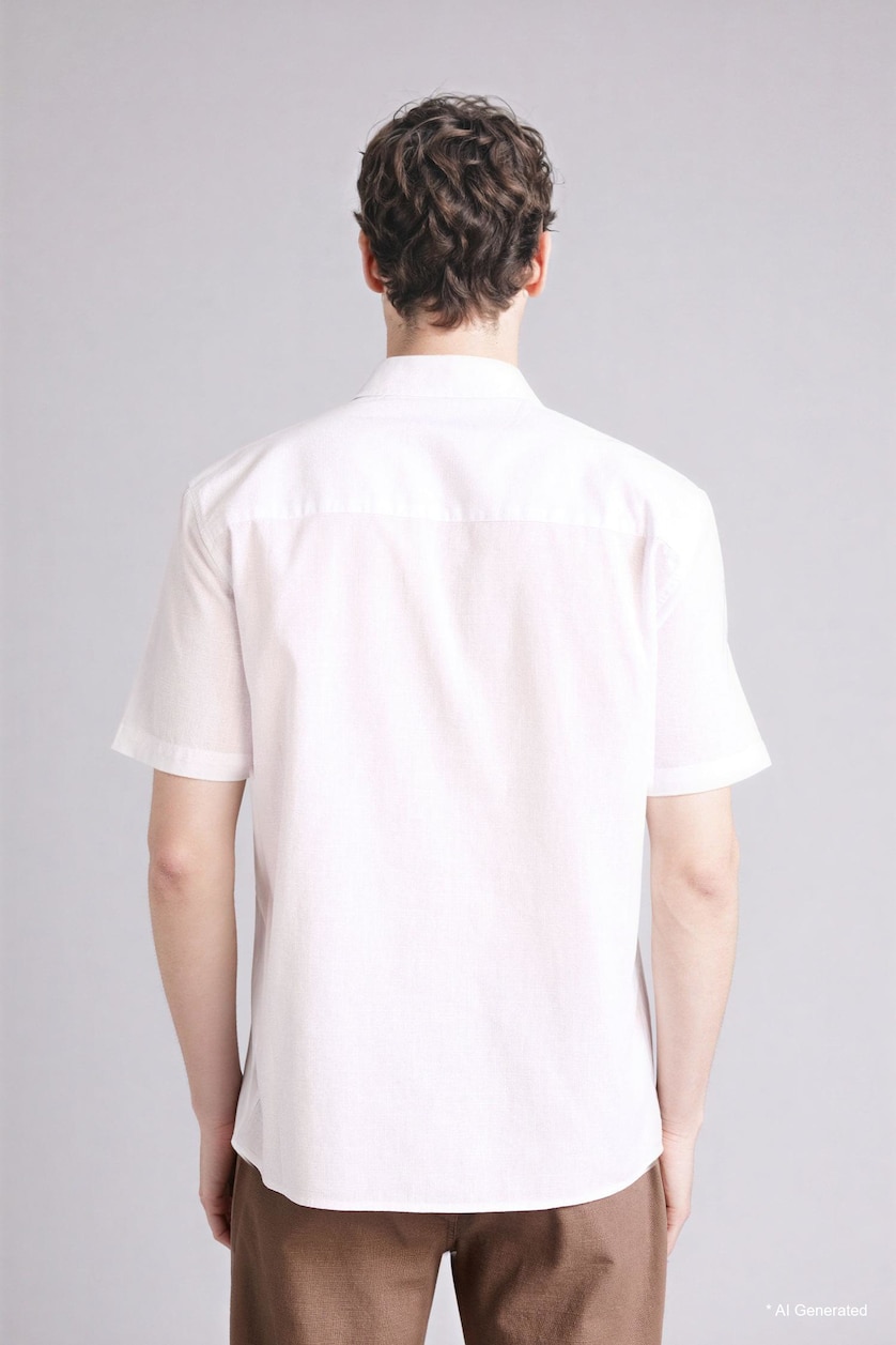 رجال أبيض Basic Cotton Shirt