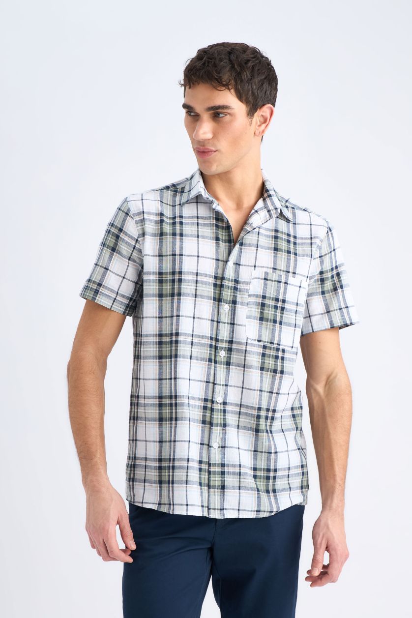 MAN White Regular Fit Polo Collar Short Sleeve Shirt