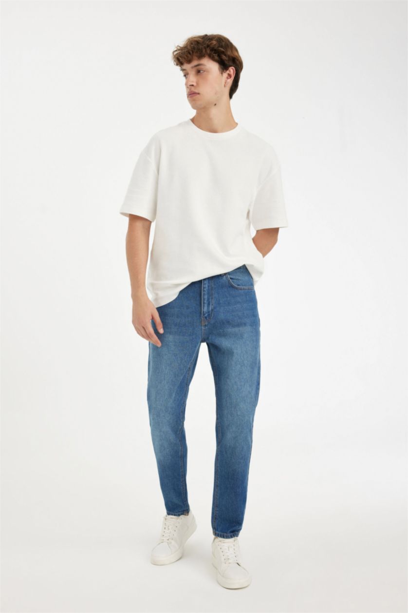 Ерлер қою көк 90 жылдардағы слим пішімі деним слим хем Шалбар