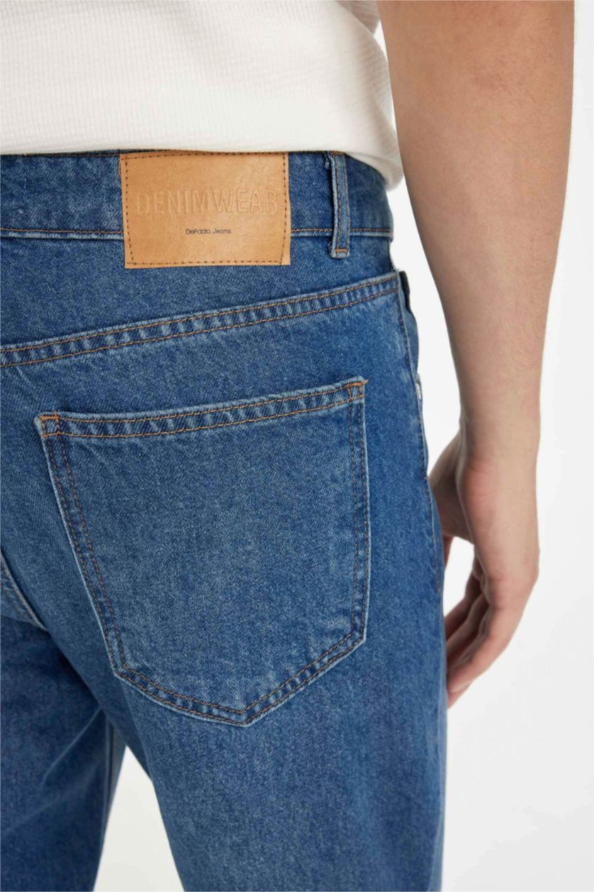 Ерлер қою көк 90 жылдардағы слим пішімі деним слим хем Шалбар