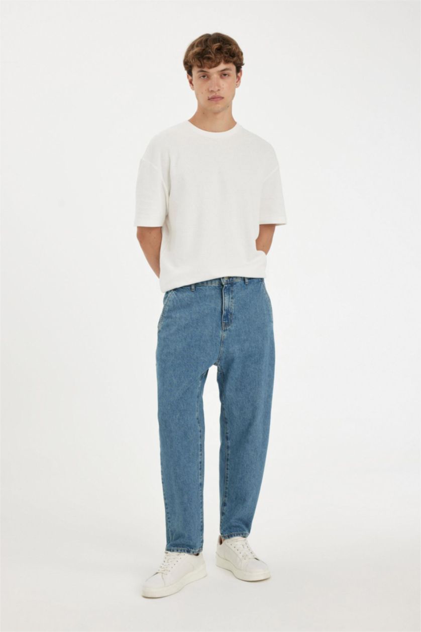 رجال أزرق سروال جينز جينز واسع