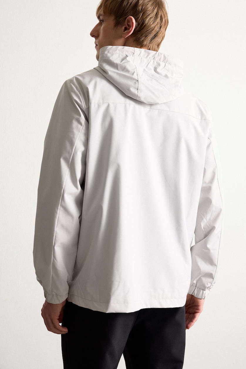 Men Light Grey Zipper Puffer Jacket