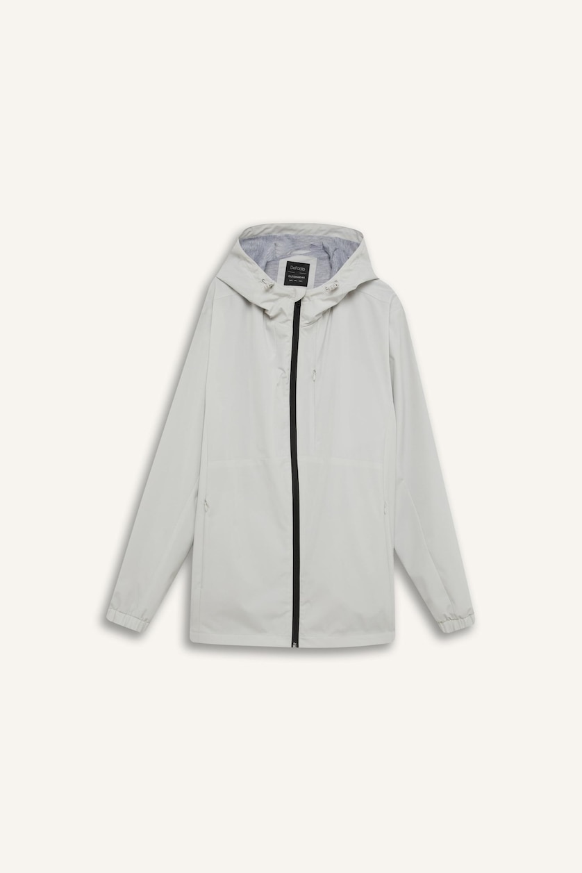 Men Light Grey Zipper Puffer Jacket