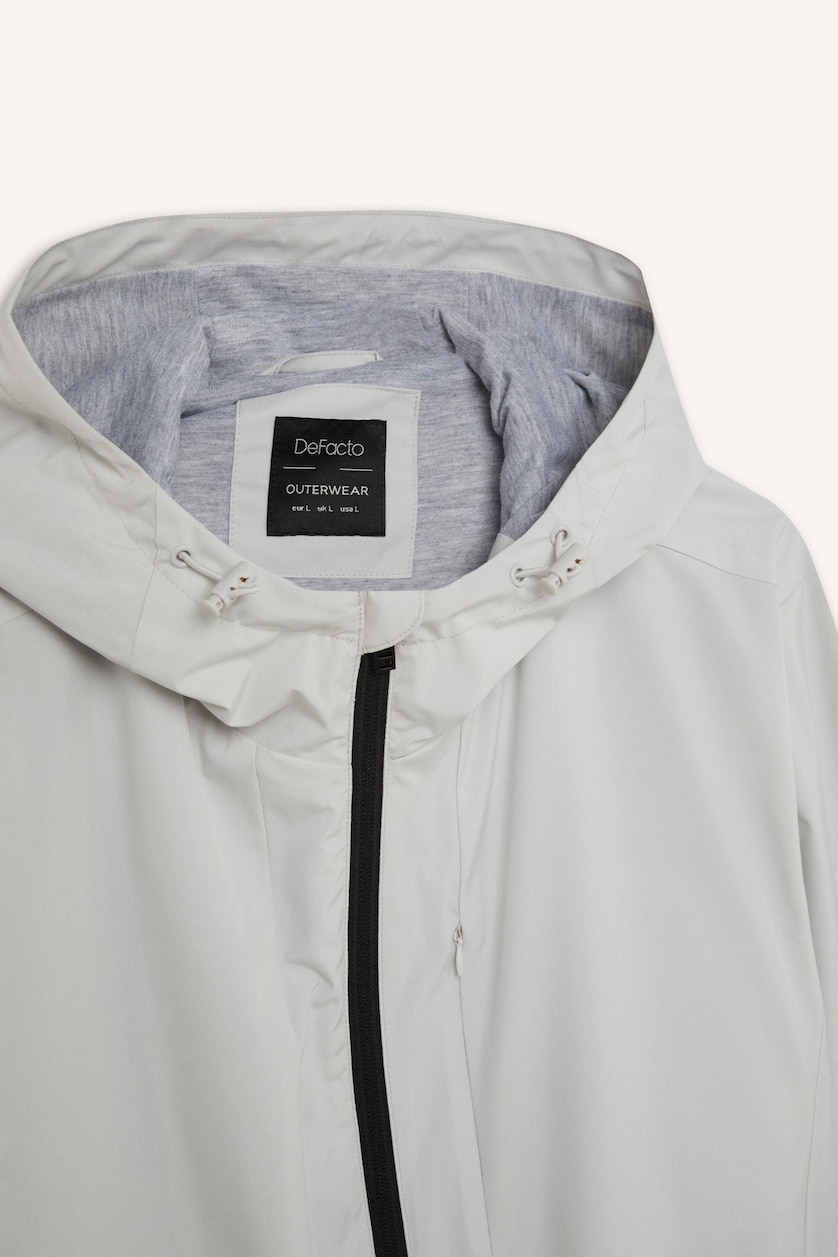 Men Light Grey Zipper Puffer Jacket