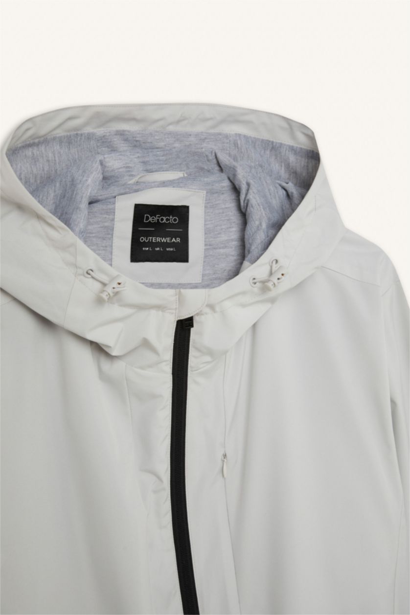 MAN Light Grey Regular Fit Hooded Cotton Lined Zippered Jacket