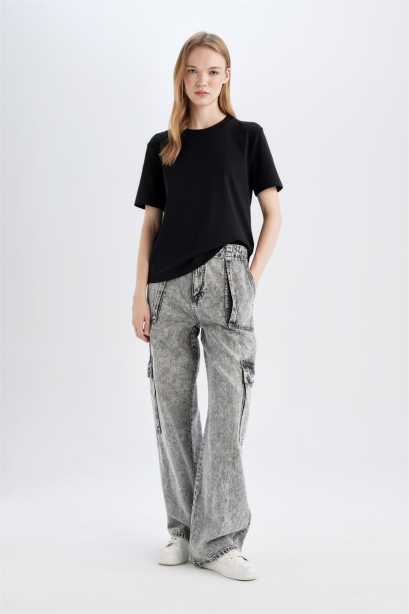 Kadın Siyah Basıc Kalın Siyah Tişört