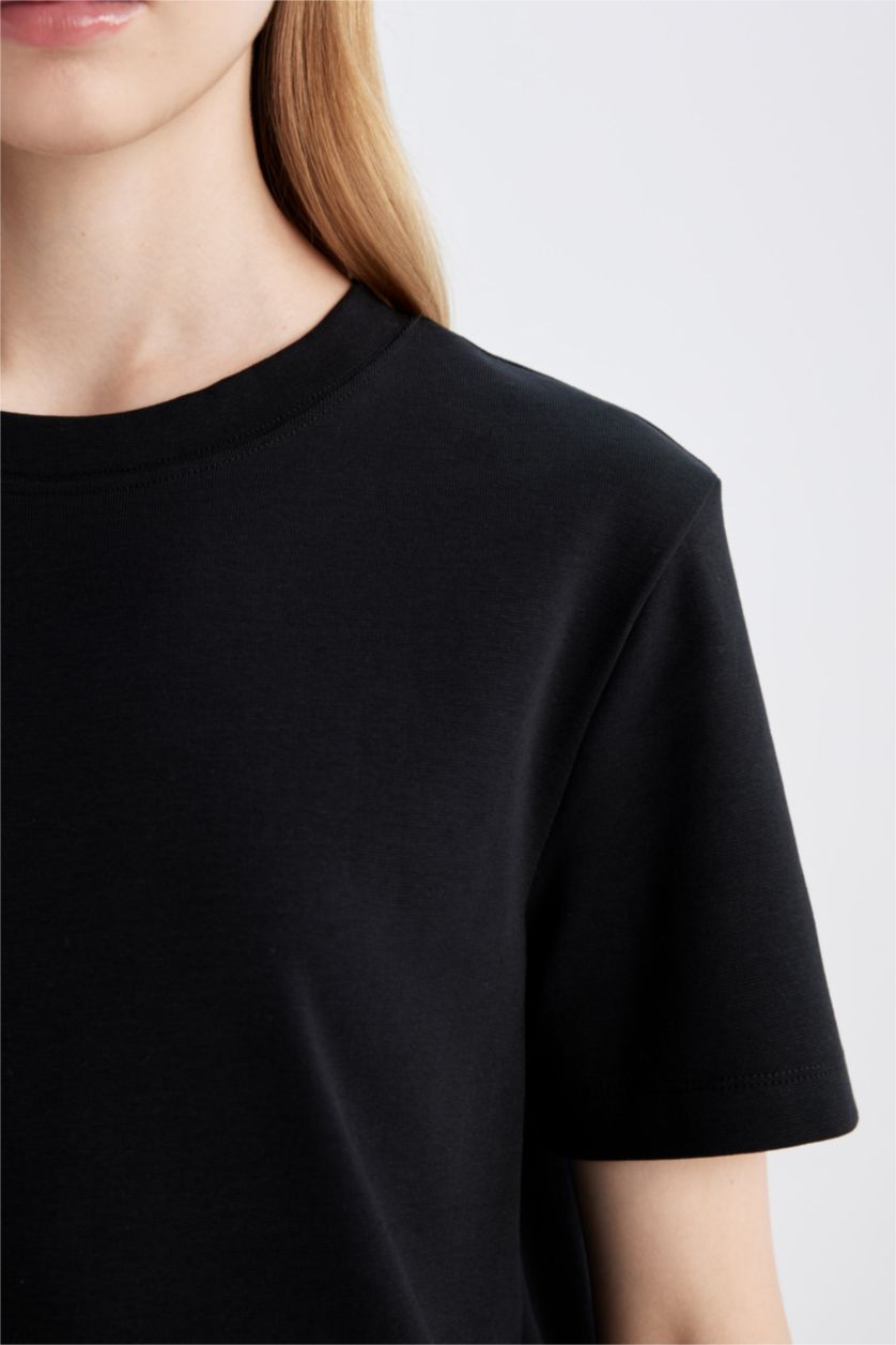 Kadın Siyah Basıc Kalın Siyah Tişört