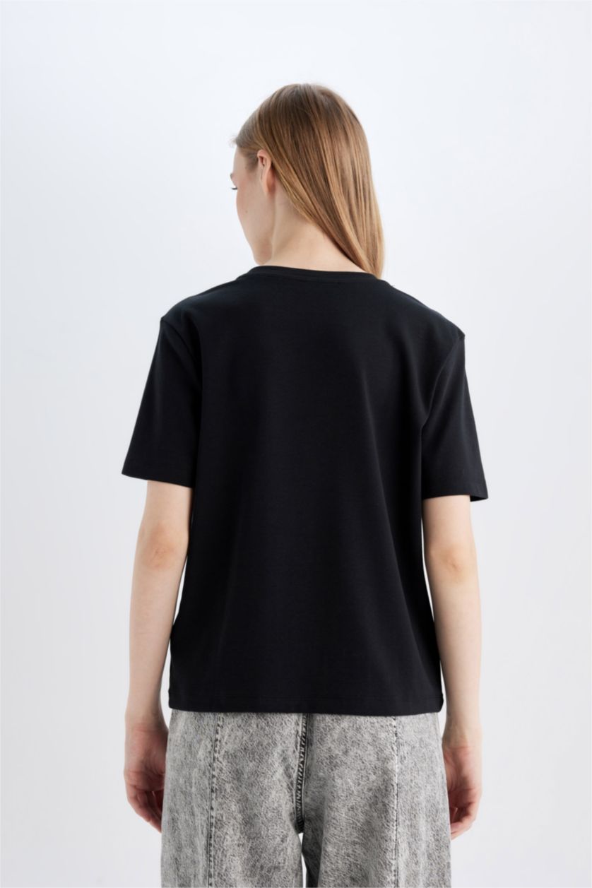 Kadın Siyah Basıc Kalın Siyah Tişört
