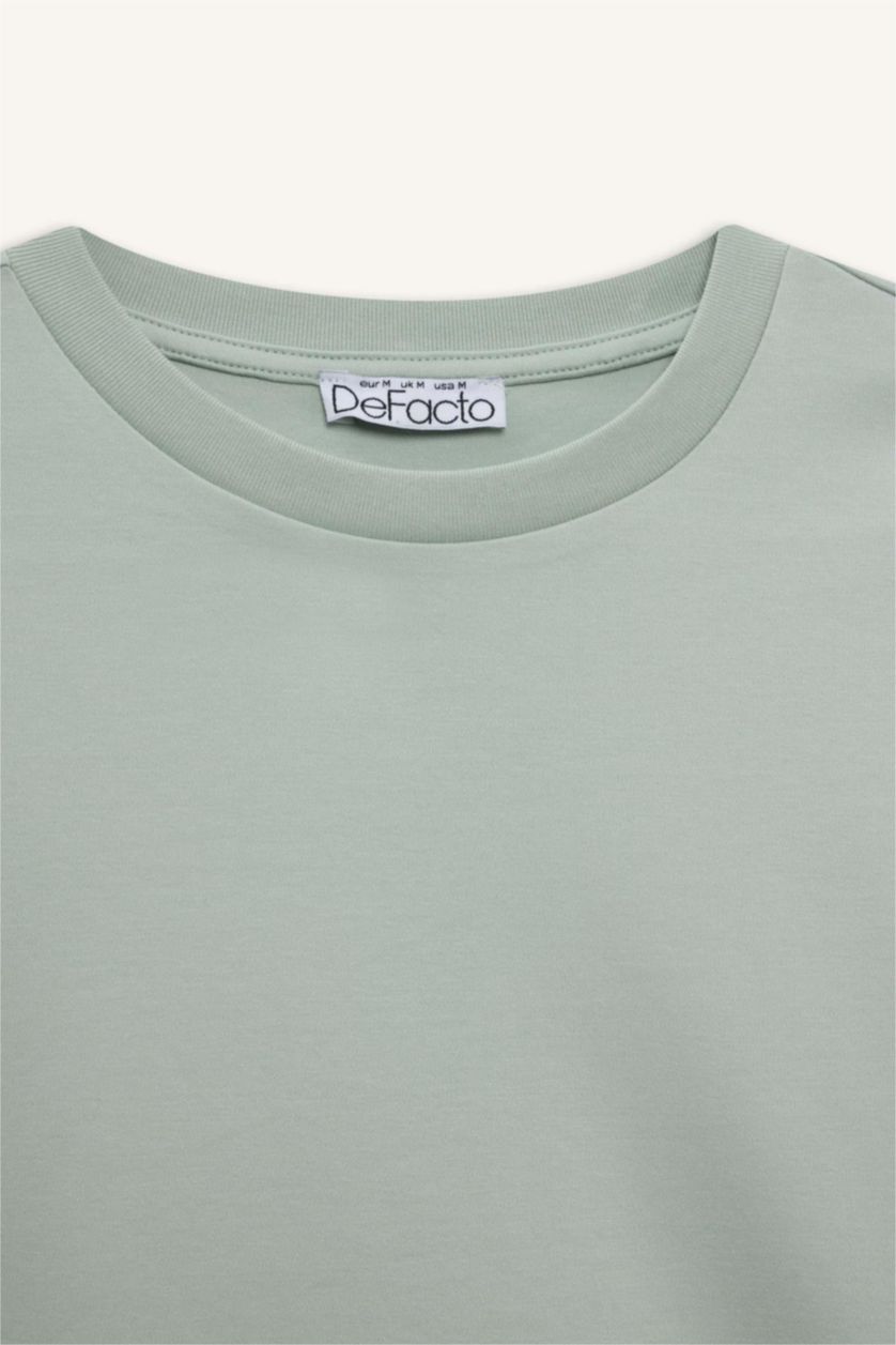 Женщины Мятный Регулярный фит, круглый вырез, футболка с коротким рукавом