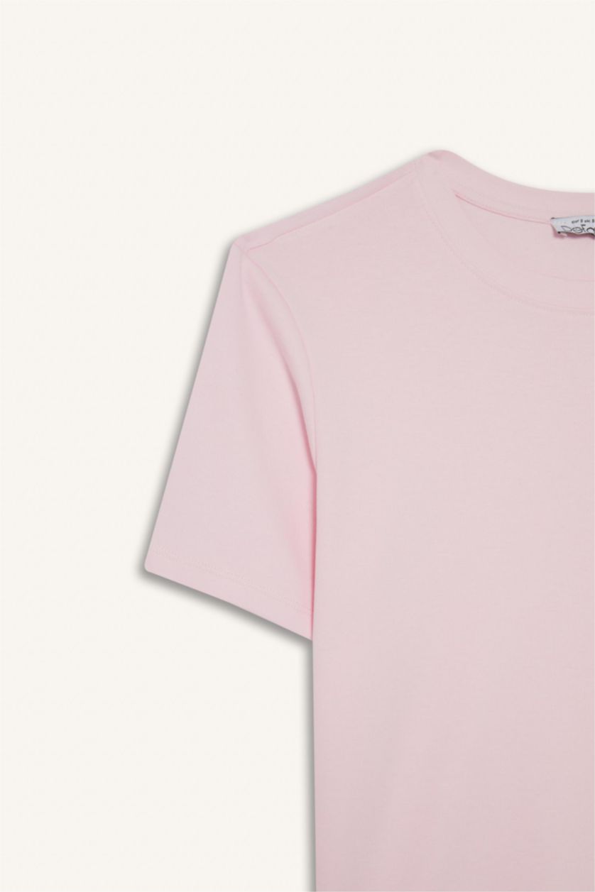 Kadın Pembe %100 Pamuk Regular Fıt Tişört