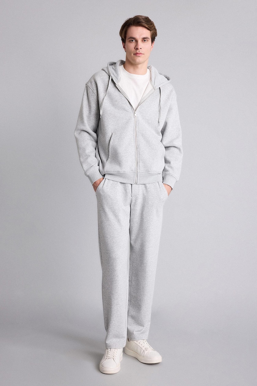 Men Grey Melange Relax Fit Cardigan