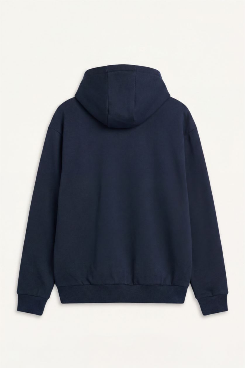 MAN NAVY Comfort Fit Zippered Basic Thick Hoodie