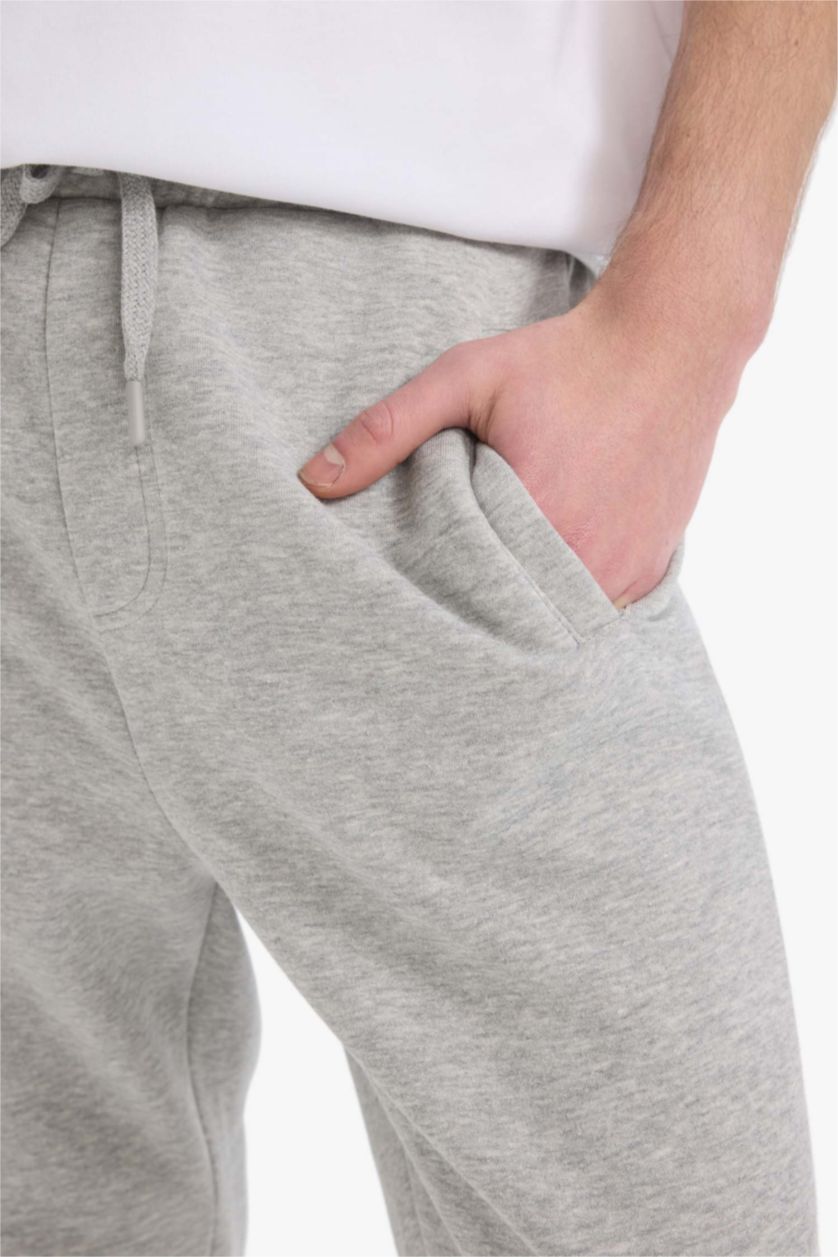 MAN Grey Melange Regular Fit Fleto Pocket Straight Leg Thick Sweatpants