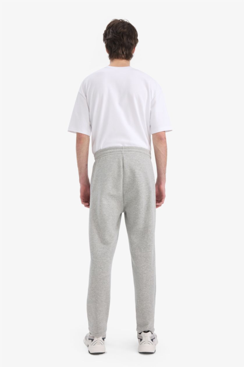 MAN Grey Melange Regular Fit Fleto Pocket Straight Leg Thick Sweatpants