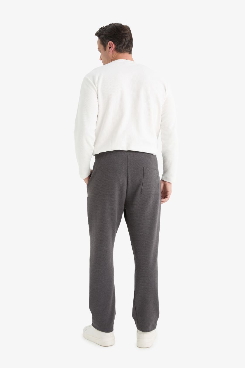 Erkek Antrasit Melanj Regular Fit Cepli Düz Paça Dokulu Eşofman Altı