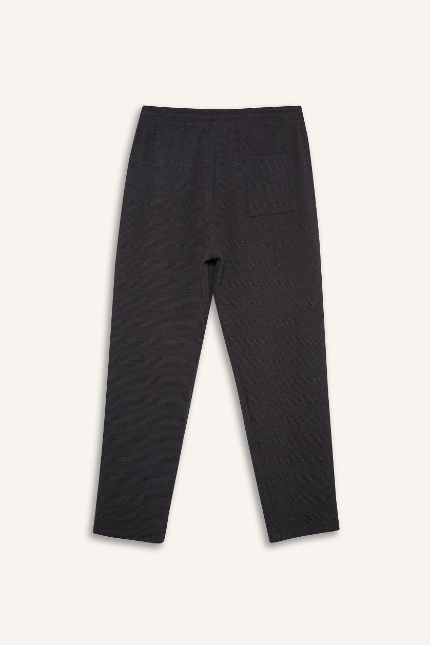 Erkek Antrasit Melanj Regular Fit Cepli Düz Paça Dokulu Eşofman Altı