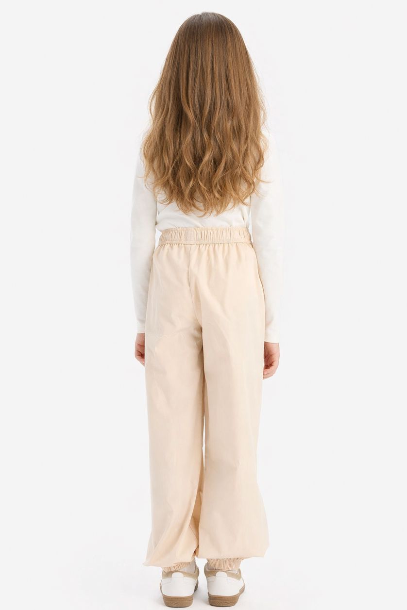 Kız Çocuk - Genç Kız Bej Paraşüt Jogger Paça Pamuklu Pantolon Kız Çocuk
