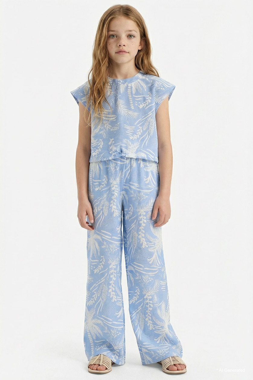 Girls & Teens Blue Girl Palazzo Wide Leg Trousers