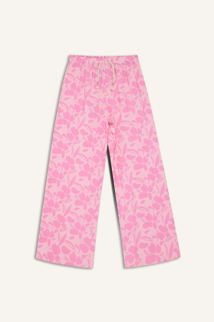 FILLES Rose Clair Pantalon palazzo large à motif fleuri pour fille